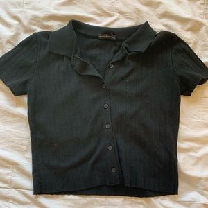 Cropped Brandy Melville Button Up Collar Tee